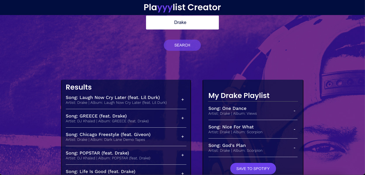 Spotify Playlist Creator preview